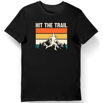 Koszulka męska dla biegacza z napisem hit the trail czarna