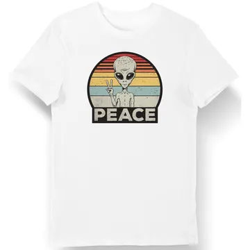 Koszulka męska peace z alienem biała