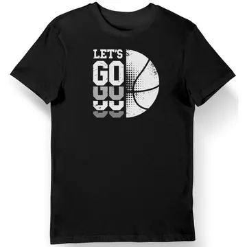 Koszulka męska dla koszykarza z napisem "Let's go" czarna