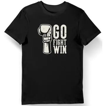 Koszulka męska dla boksera z napisem "Go Fight Win" czarna