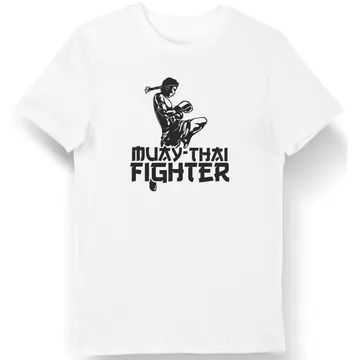 Koszulka męska z napisem "Muay-thai Fighter" biała