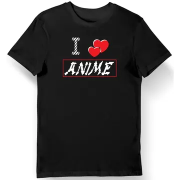 Koszulka męska z napisem "I love ANIME" czarna
