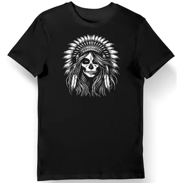 Koszulka męska czaszka indianka apacza tribal czarna