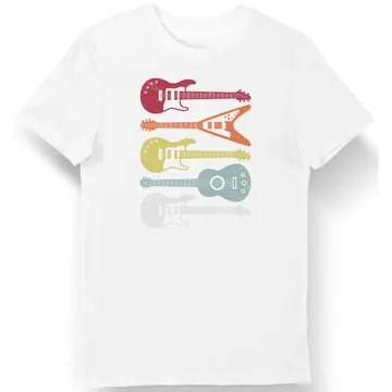 Koszulka męska z retro gitarami biała