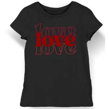 Koszulka damska z napisem love love love walentynki czarna