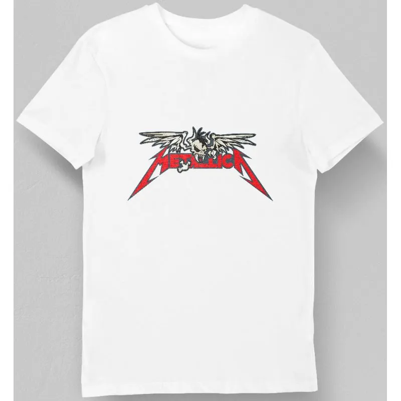 Koszulka męska czerwone logo Metalica biała