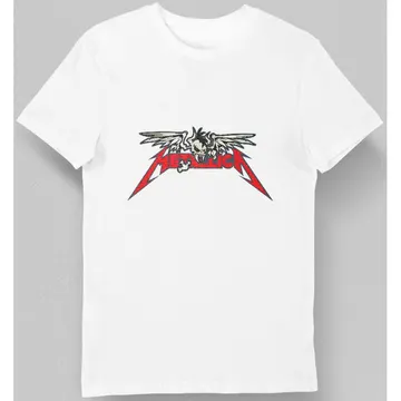Koszulka męska czerwone logo Metalica biała