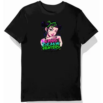 Koszulka dziecięca czarna K-Pop Hunter: zoey, kpop demon hunters – wzór 2