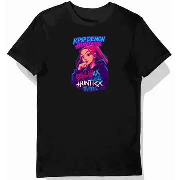 Koszulka dziecięca czarna z motywem kpop demon hunters, postać