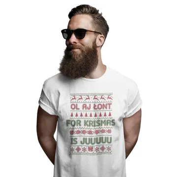 Koszulka męska biała Ol aj łont for krismas is juu na święta super prezent