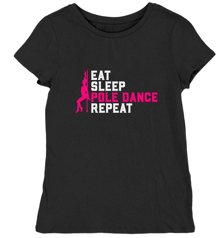 Koszulka damska eat sleep pole dance repeat czarna