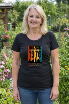 Koszulka damska czarna Rocznik 1976 Legenda od urodzenia prezent na urodziny