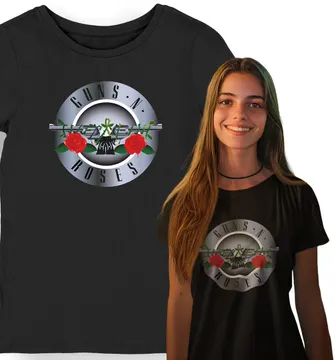 Koszulka guns n roses koncert rockowa z nadrukiem pistolety róże damska