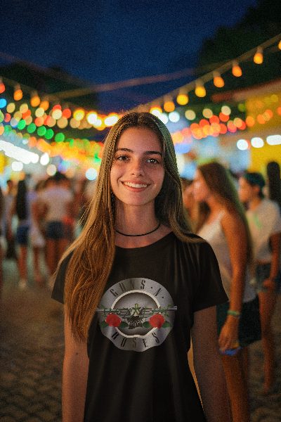 Koszulka guns n roses koncert rockowa z nadrukiem pistolety róże damska, zdjęcie 4