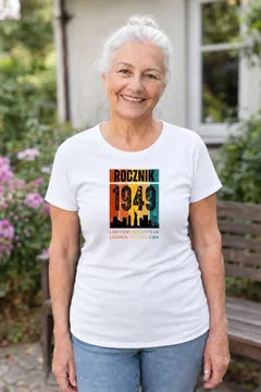 Koszulka damska biała Rocznik 1949 Legenda od urodzenia prezent na urodziny