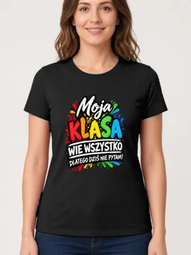 Koszulka damska czarna dla wychowawczyni śmieszna dzień nauczyciela prezent