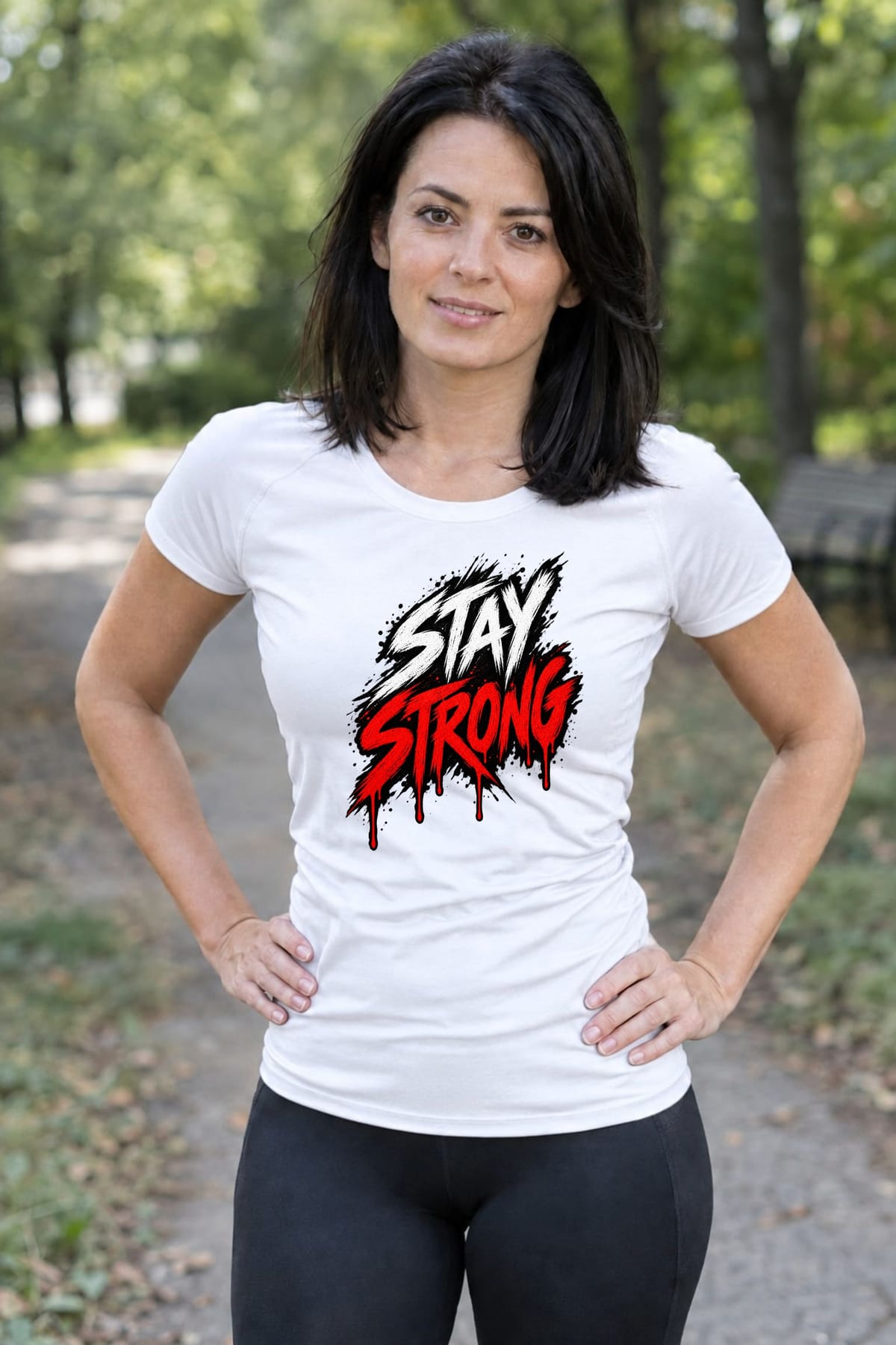 Koszulka damska biała z napisem stay strong dla niej siłaczka prezent, zdjęcie 4