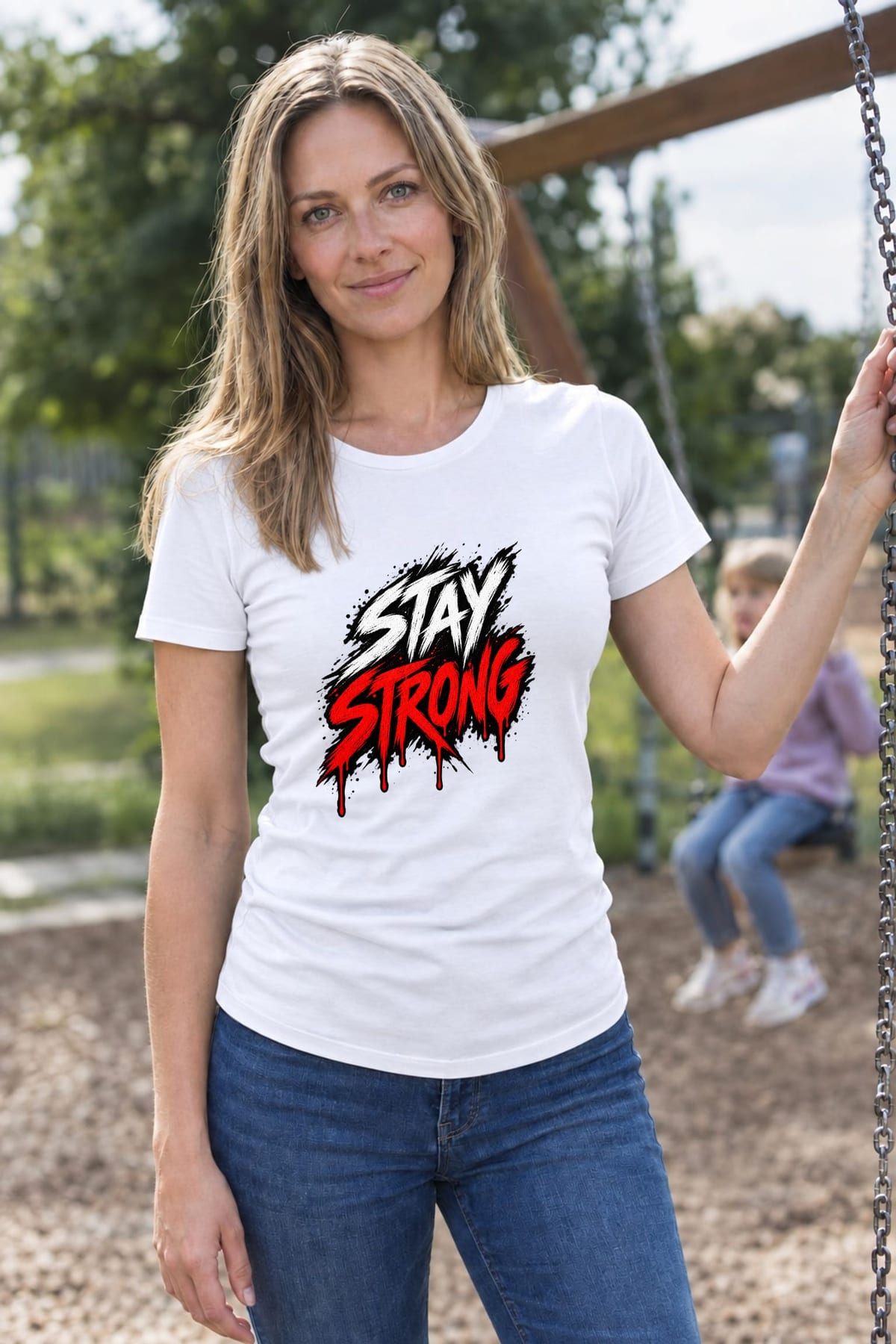 Koszulka damska biała z napisem stay strong dla niej siłaczka prezent, zdjęcie 8