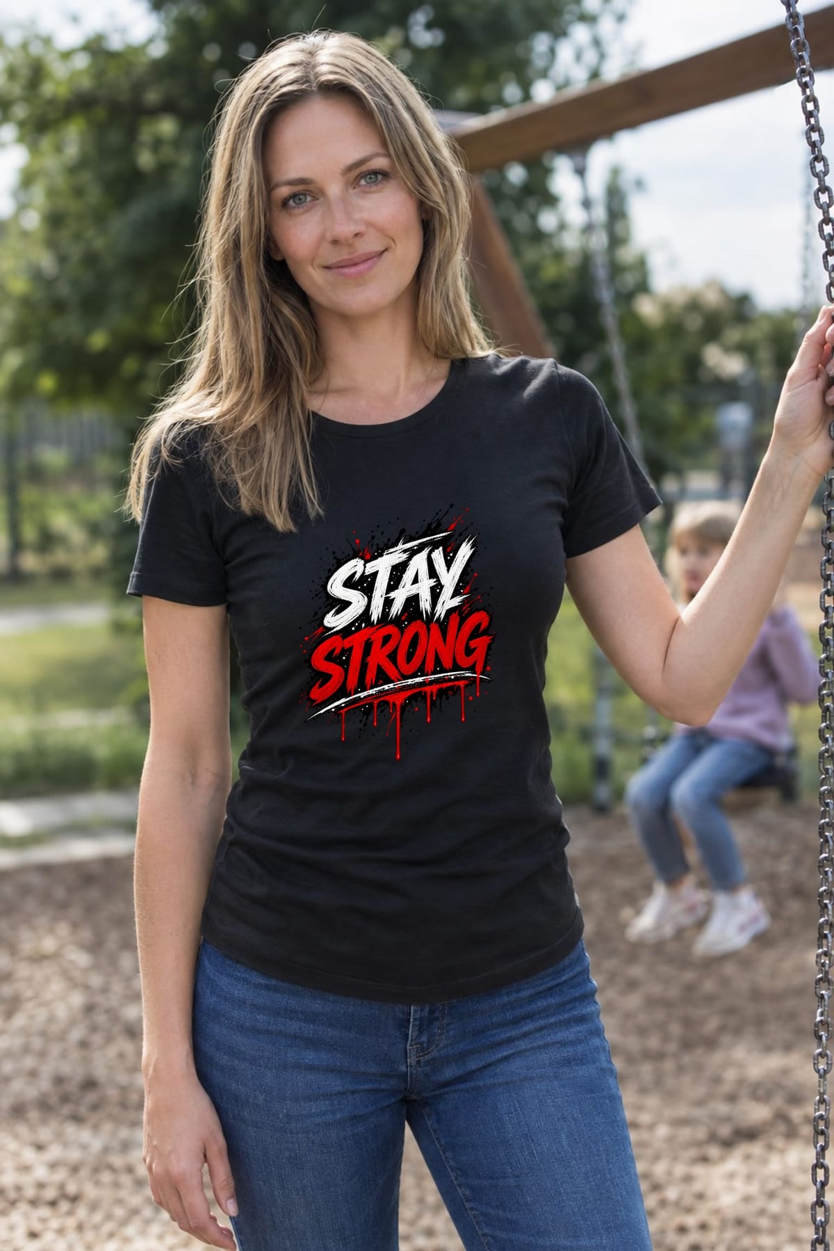 Koszulka damska czarna z napisem stay strong motywacyjna, zdjęcie 8