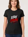 Koszulka damska czarna z napisem stay strong motywacyjna, zdjęcie 1