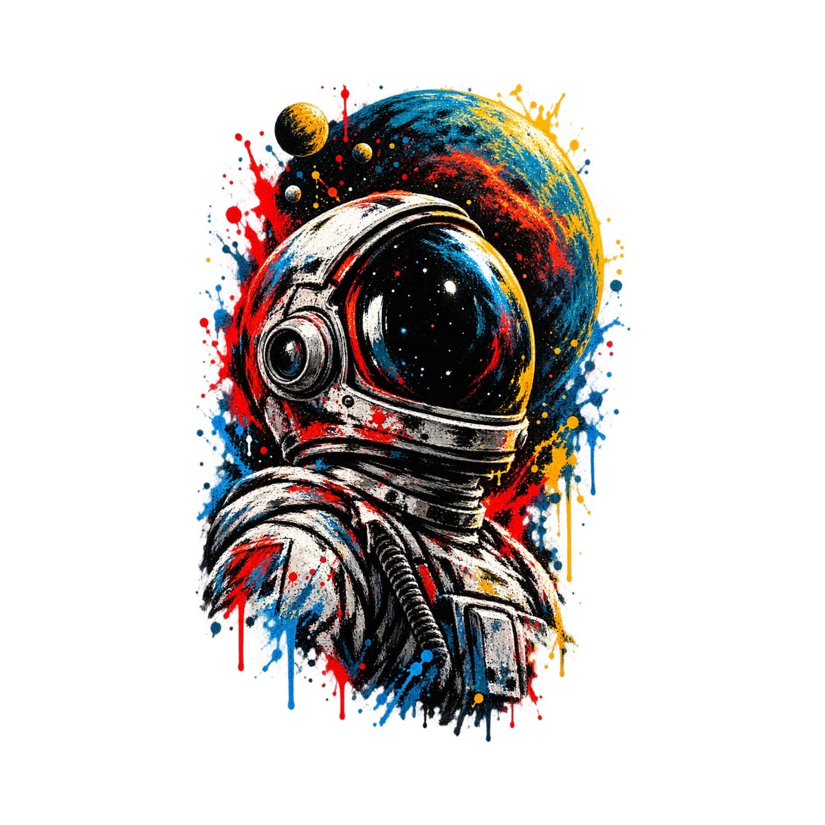 Koszulka damska biała z astronautą dla niej kosmos planeta street art, zdjęcie 2