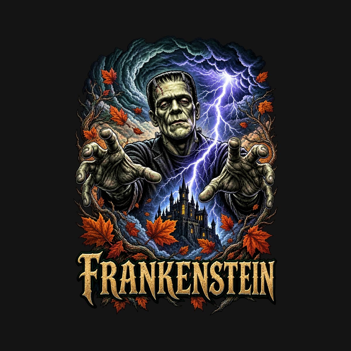 Koszulka damska czarna Frankenstein potwór na Halloween prezent, zdjęcie 2