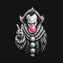 Koszulka damska czarna Halloween Pennywise z gumą balonową prezent, zdjęcie 2