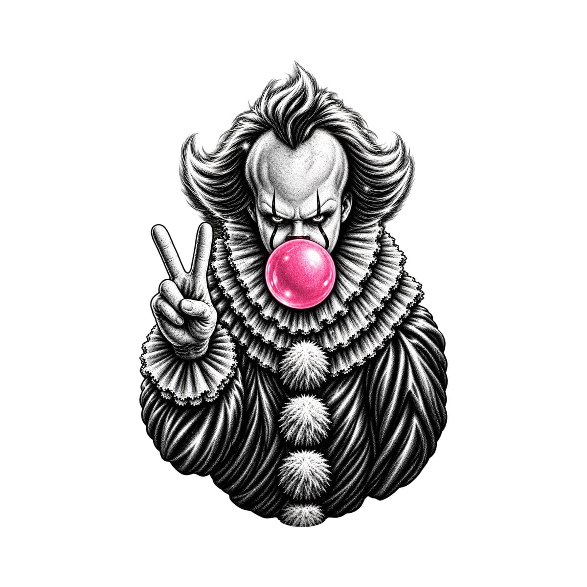 Koszulka damska biała Halloween Pennywise z gumą balonową prezent, zdjęcie 2