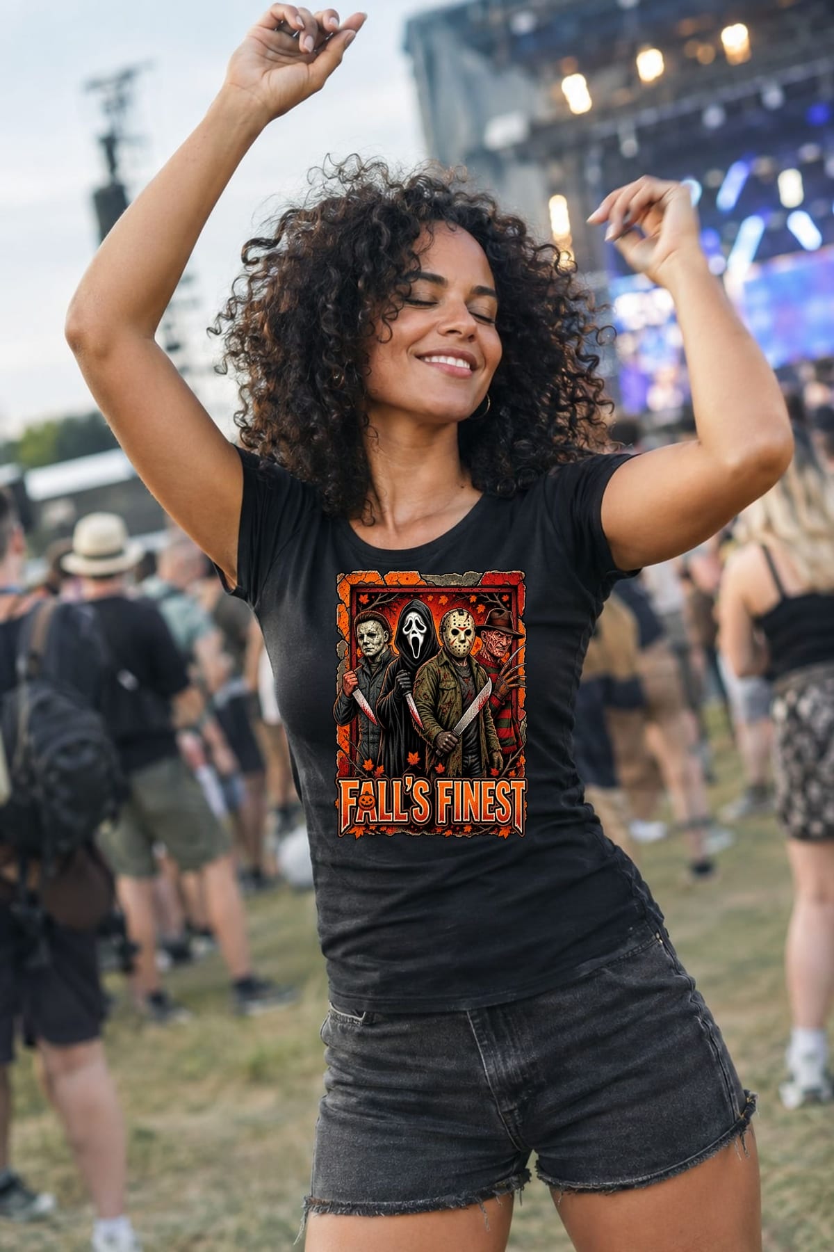 Koszulka damska czarna ikony horroru Freddy Myers Ghostface dla niej, zdjęcie 3