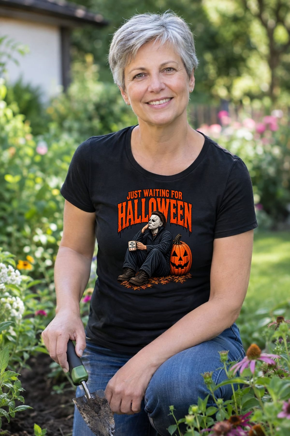 Koszulka damska czarna Halloween z mordercą w masce straszna prezent, zdjęcie 8