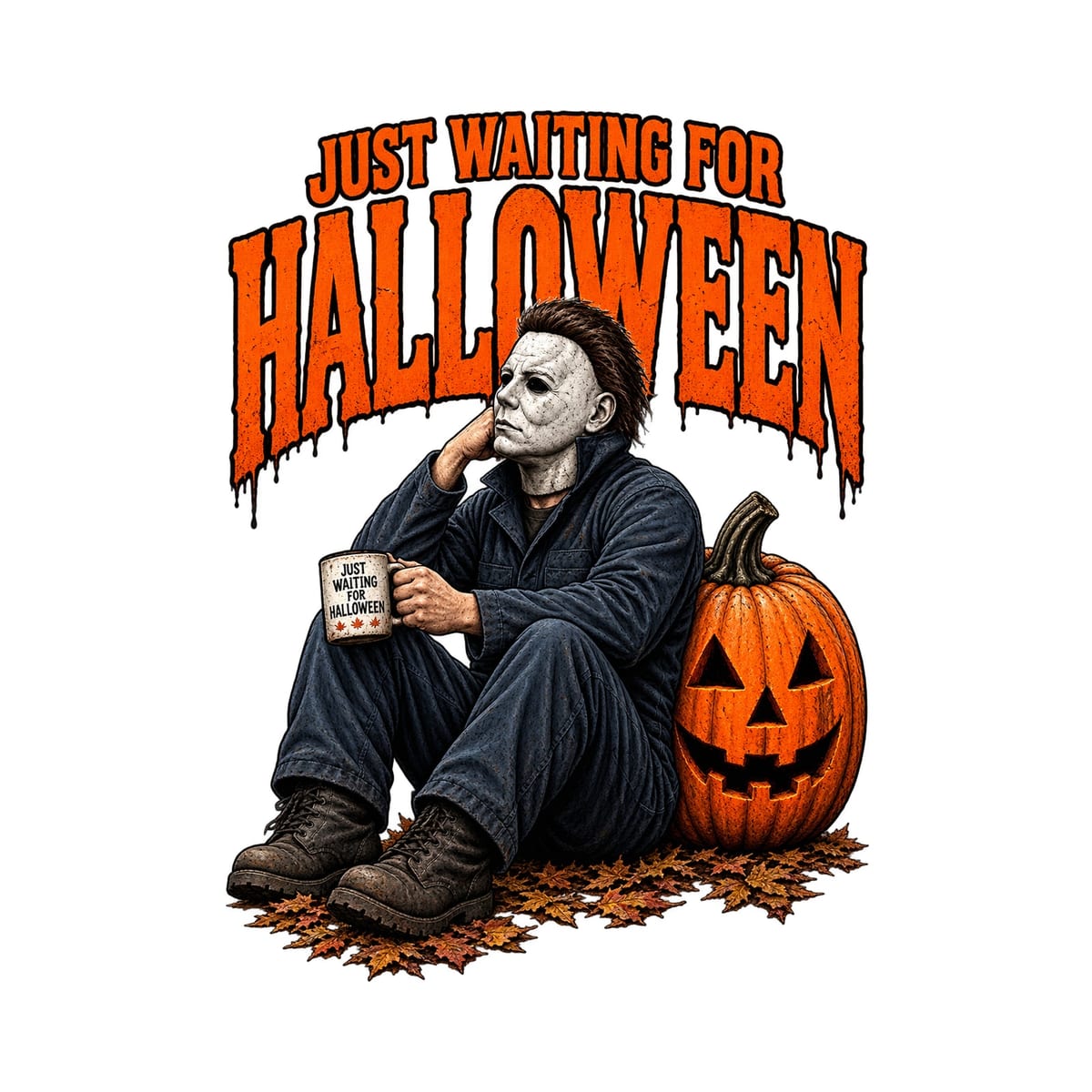 Koszulka damska biała Halloween z mordercą w masce straszna prezent, zdjęcie 2