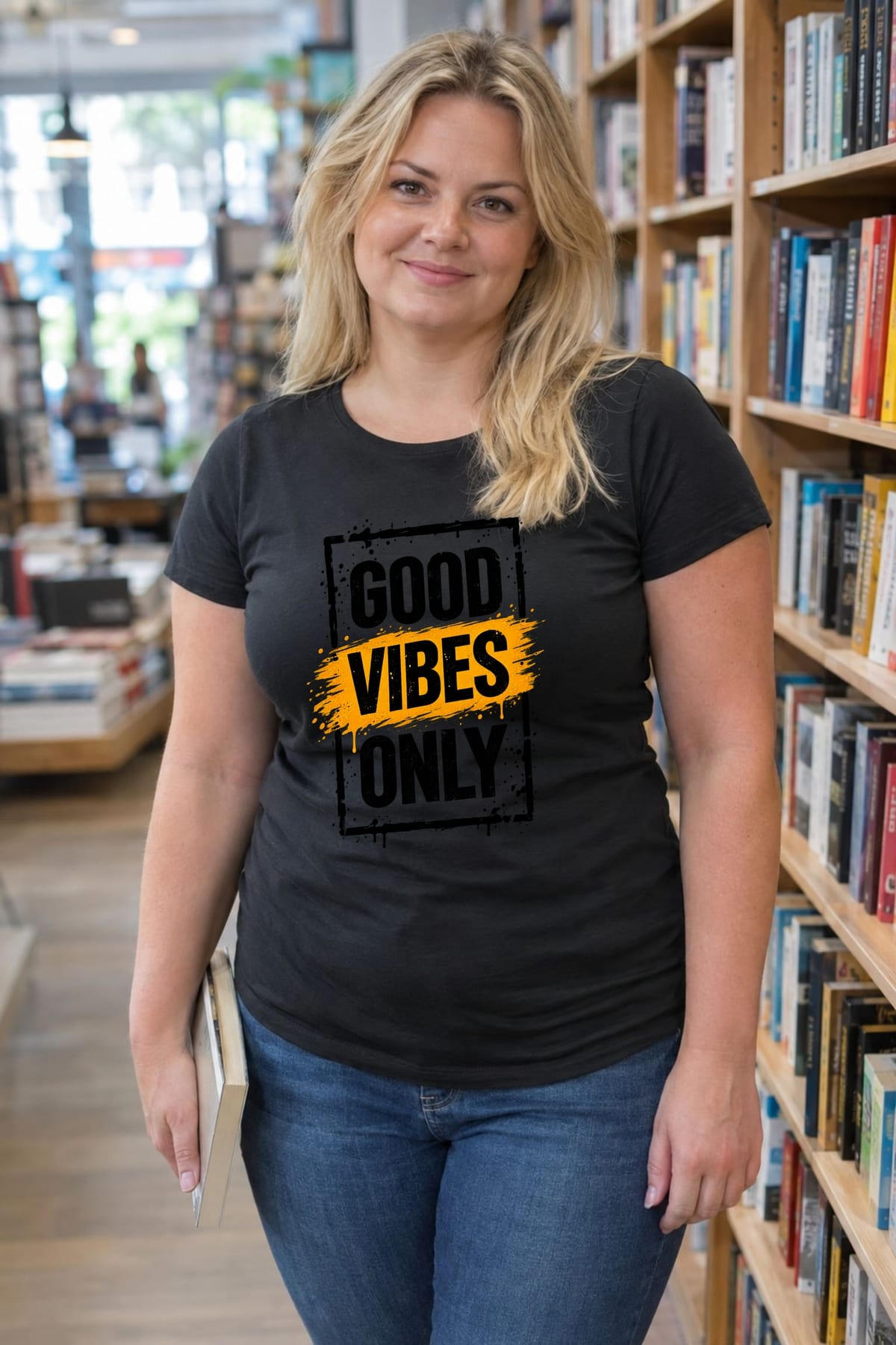 Koszulka damska czarna z napisem Good Vibes Only pozytywna prezent, zdjęcie 5