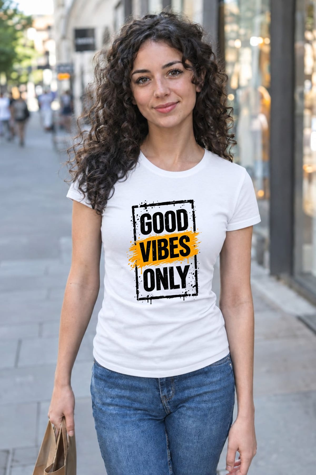 Koszulka damska biała z napisem Good Vibes Only pozytywna prezent, zdjęcie 3