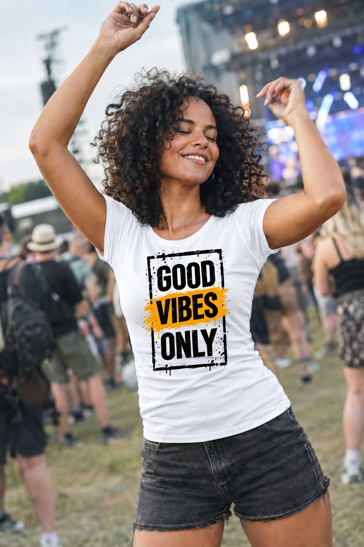 Koszulka damska biała z napisem Good Vibes Only pozytywna prezent, zdjęcie 6