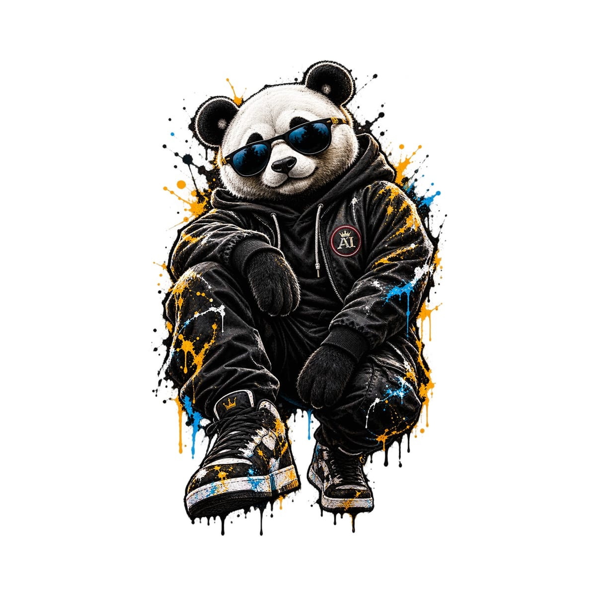 Koszulka damska biała z pandą w okularach streetwear śmieszna prezent, zdjęcie 2