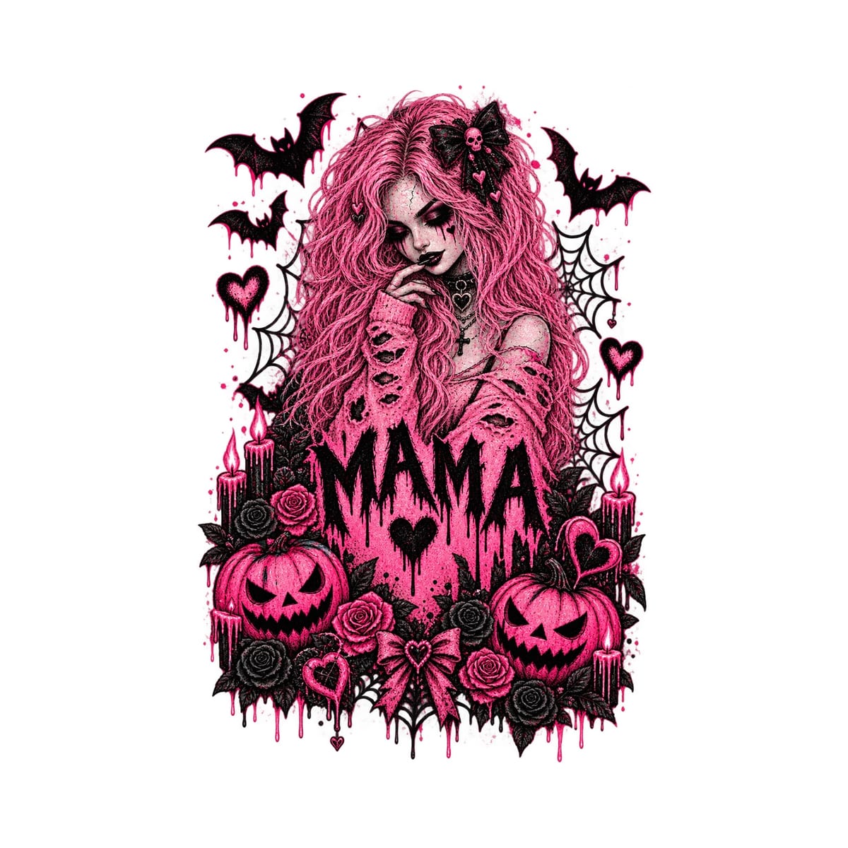 Koszulka damska biała Halloween dla mamy gotycka mroczna prezent, zdjęcie 2