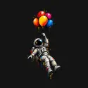 Koszulka damska czarna astronautka z balonami kosmos śmieszna prezent, zdjęcie 2