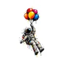 Koszulka damska biała astronautka z balonami kosmos śmieszna prezent, zdjęcie 2