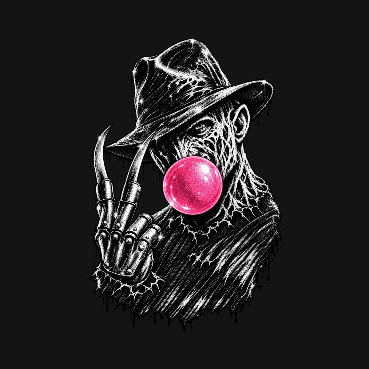 Koszulka damska czarna Halloween Freddy Krueger guma balonowa prezent, zdjęcie 2