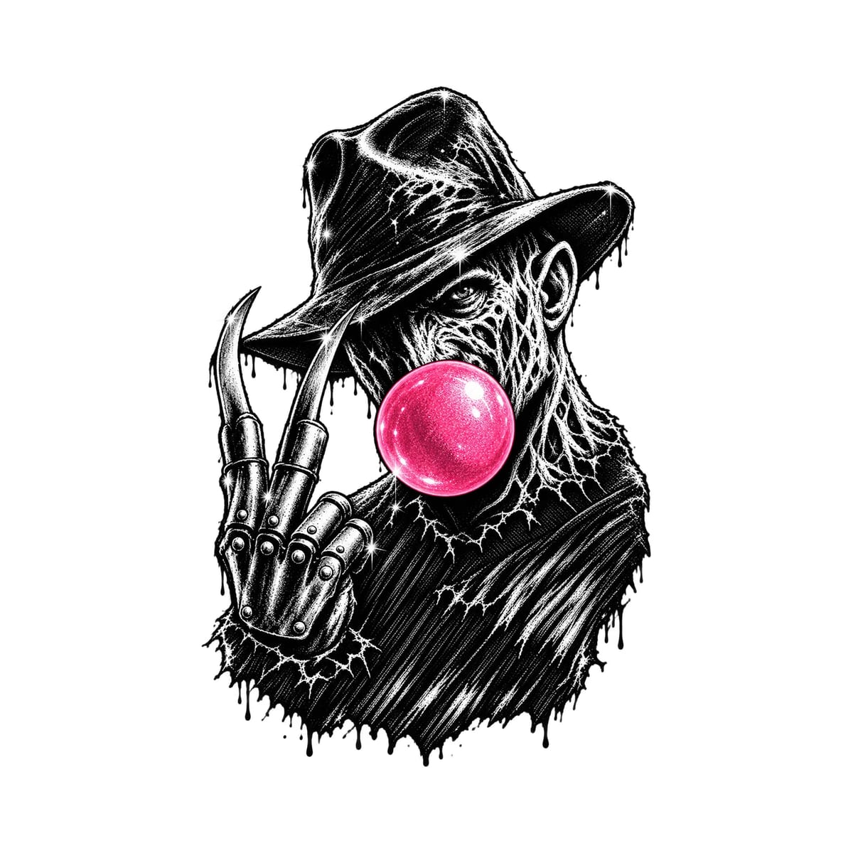 Koszulka damska biała Halloween Freddy Krueger guma balonowa prezent, zdjęcie 2