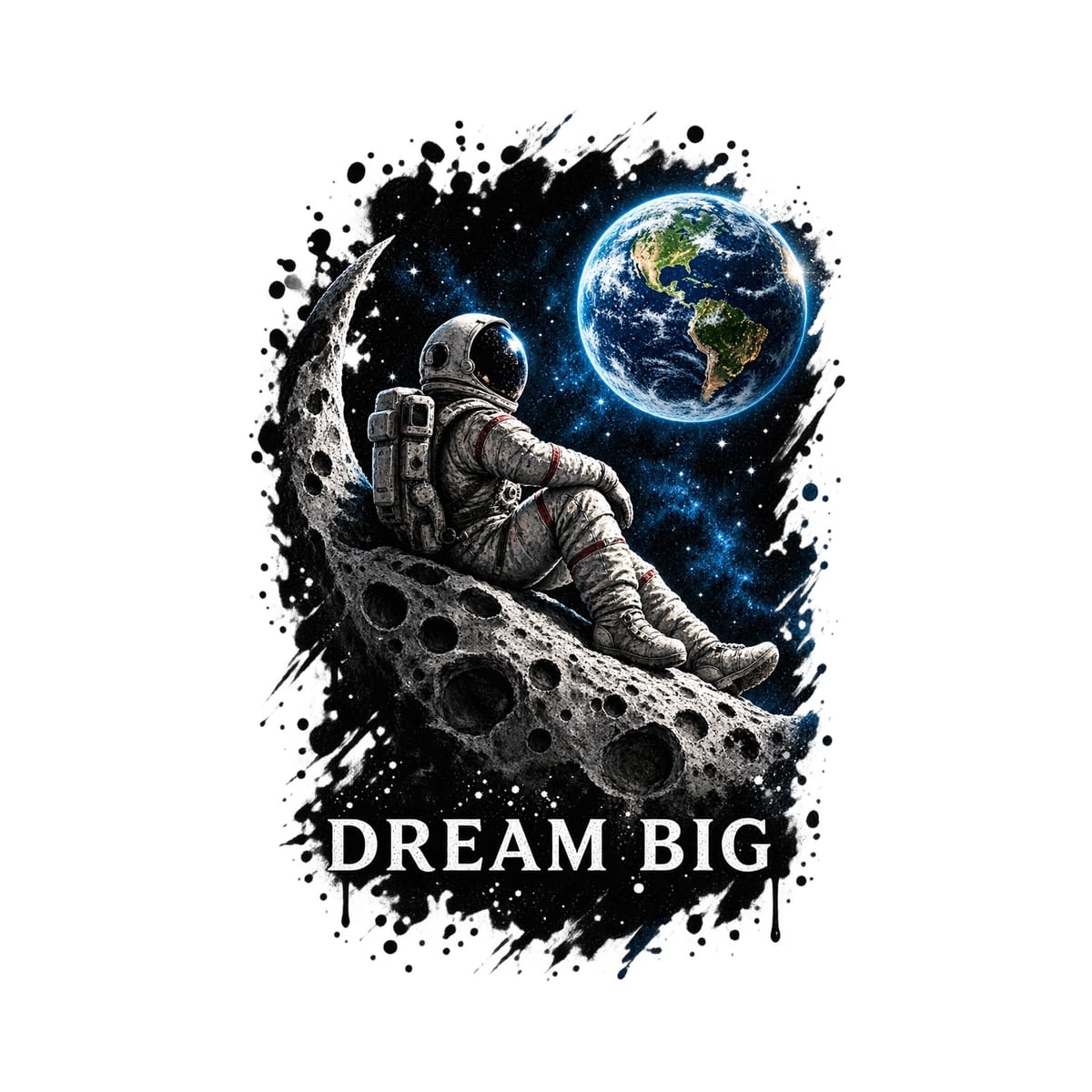 Koszulka damska biała astronautka dream big kosmos prezent, zdjęcie 2