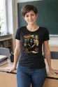 Koszulka damska czarna Halloween Ghostface vintage gazety grozy prezent, zdjęcie 4