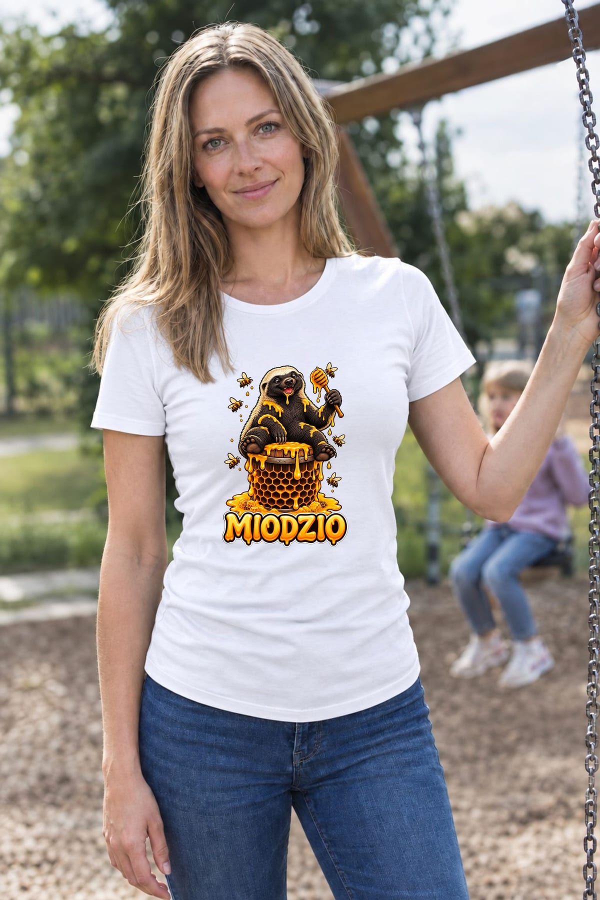 Koszulka damska biała miodzio borsuk miłośniczka miodu prezent, zdjęcie 5