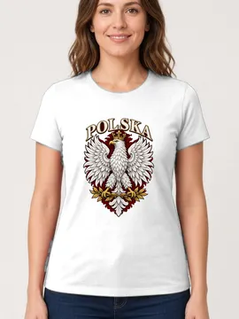 Koszulka damska biała Polska orzeł patriotyczna godło prezent