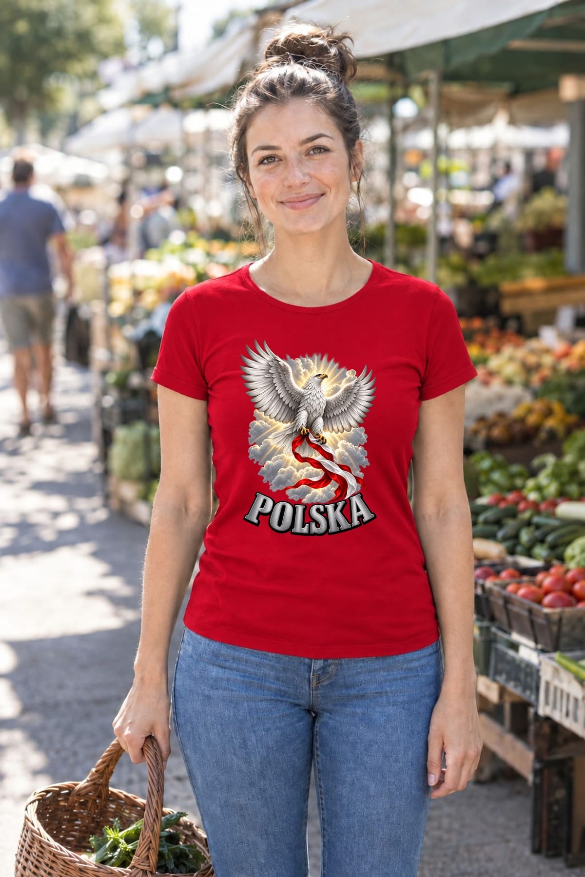 Koszulka damska czerwona polska orzeł patriotyczna flaga prezent, zdjęcie 4