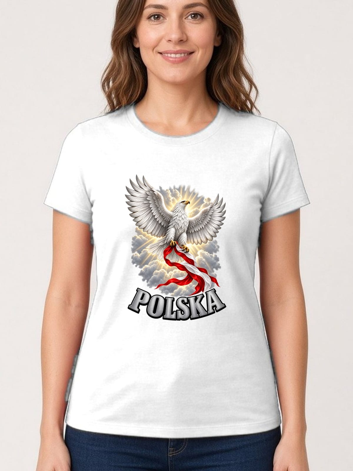Koszulka damska biała polska orzeł patriotyczna flaga prezent, zdjęcie 1