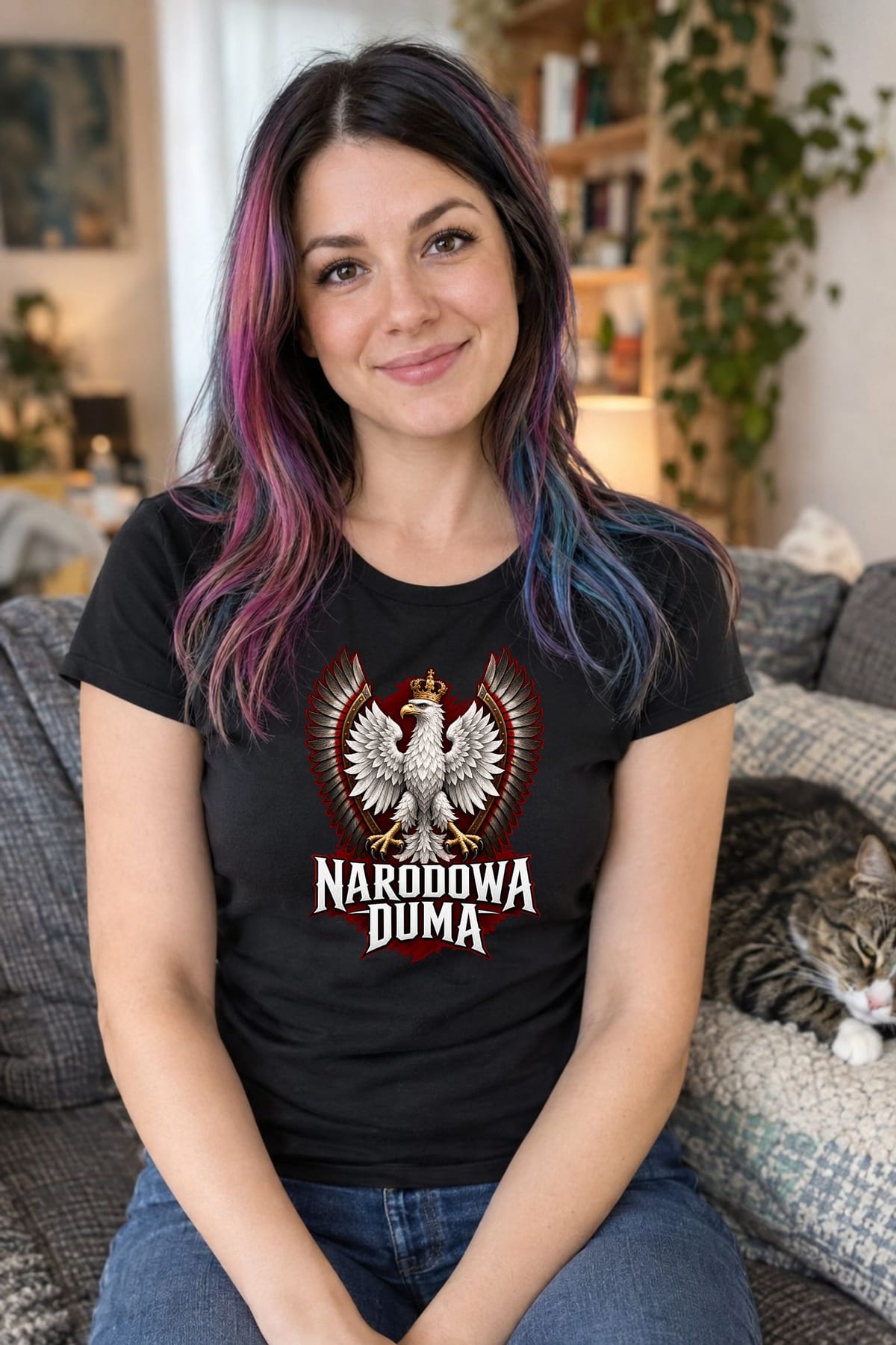 Koszulka damska czarna patriotyczna orzeł z koroną narodowa duma, zdjęcie 3