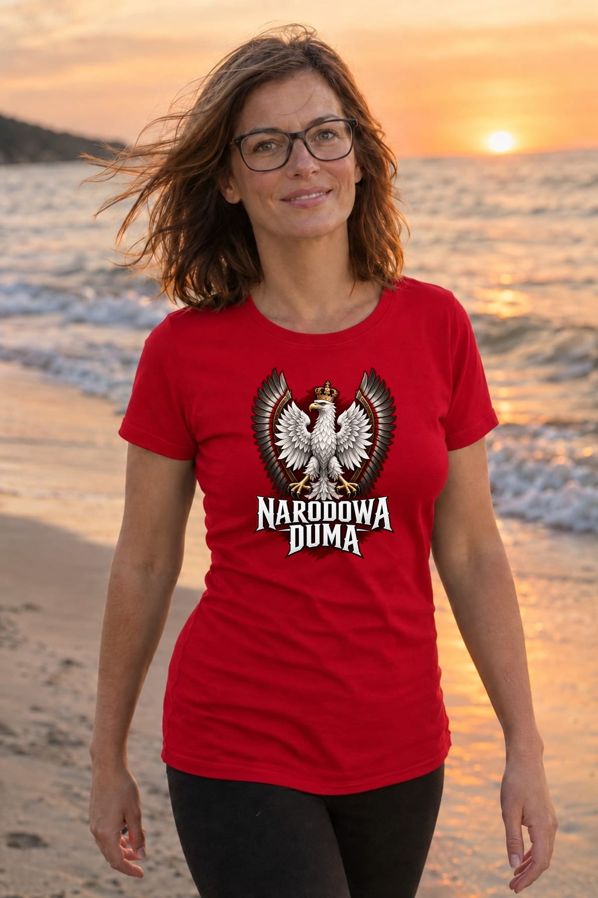 Koszulka damska czerwona patriotyczna orzeł z koroną narodowa duma, zdjęcie 5