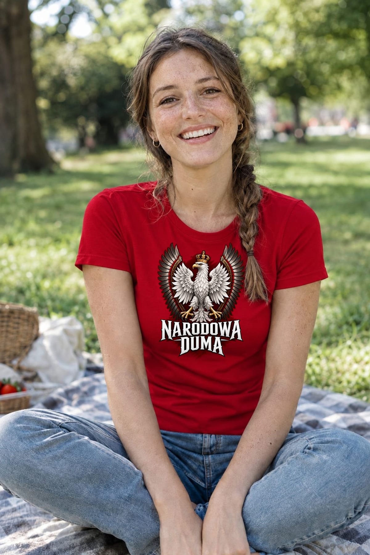 Koszulka damska czerwona patriotyczna orzeł z koroną narodowa duma, zdjęcie 6