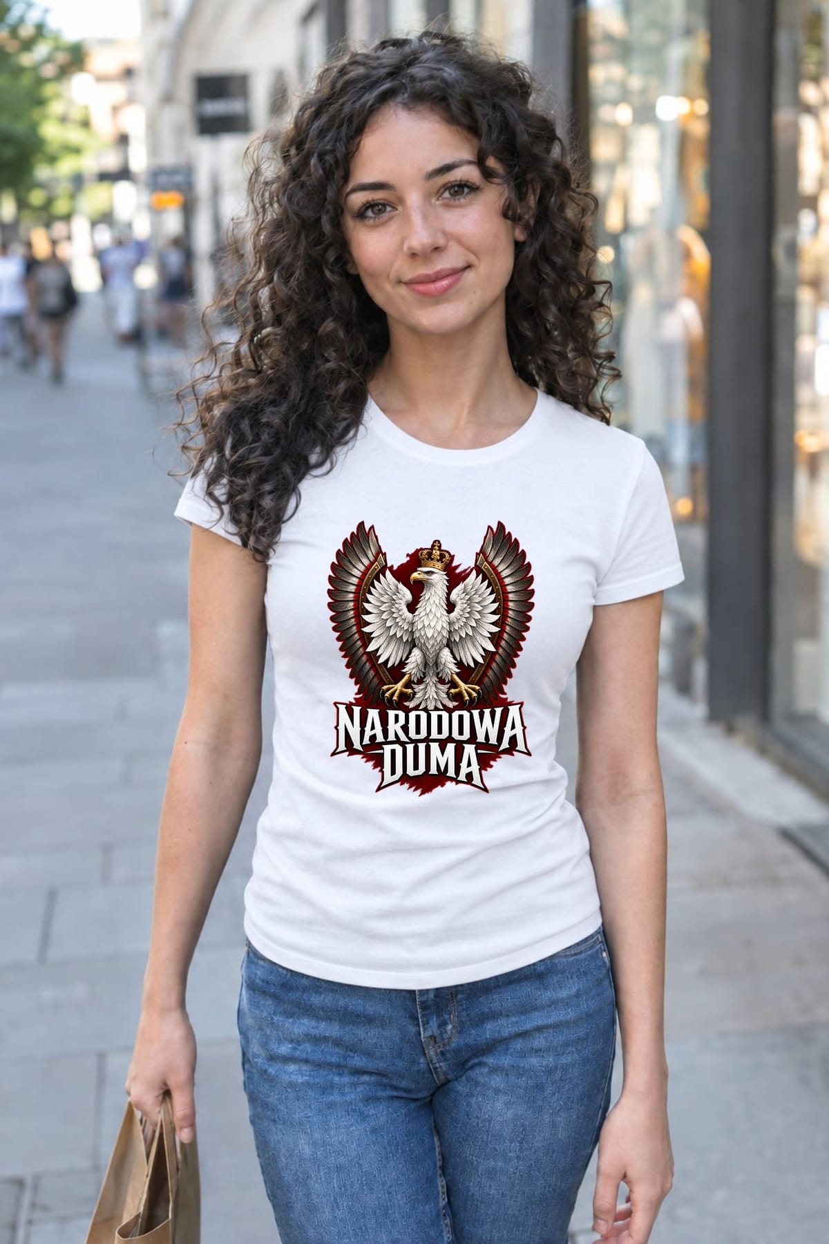 Koszulka damska biała patriotyczna orzeł z koroną narodowa duma, zdjęcie 4